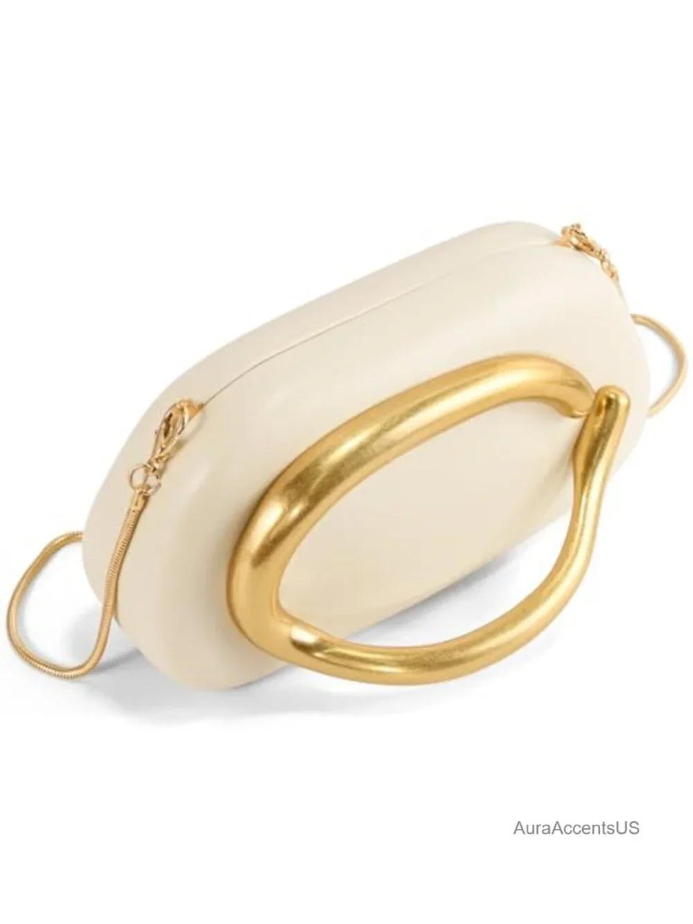 PU Leather/Marble Acrylic Evening Clutch with Chain, Trendy Metal Handle Purse